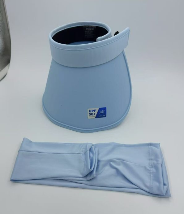 Ocean Breeze UPF50+ 2-Piece Set: Foldable Sun Hat & Cooling Arm Sleeves - Beach Ready in Seconds!